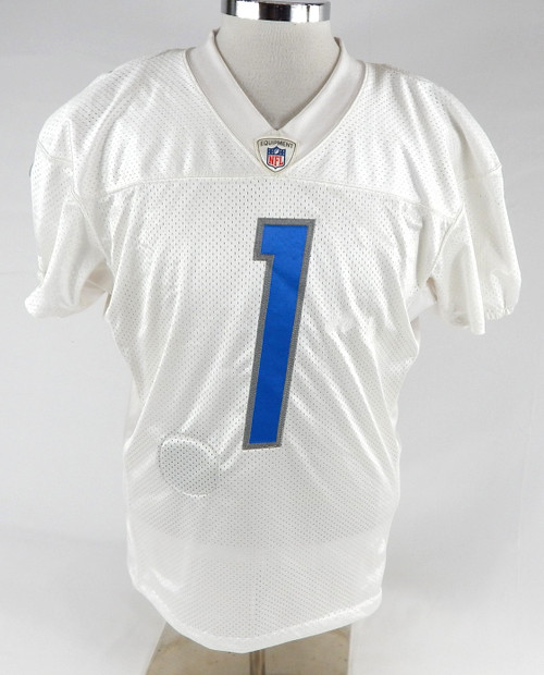 2018 Detroit Lions #1 Game Issued Pos Used White Practice Jersey 46 351