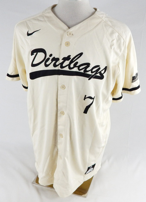 2018 Long Beach State Dirtbags #7 Game Used Cream Jersey Baseball XL 824