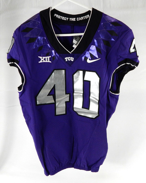 2019-24 Texas Christian TCU Frogs #40 Game Used Purple Jersey Football NP R 40 8