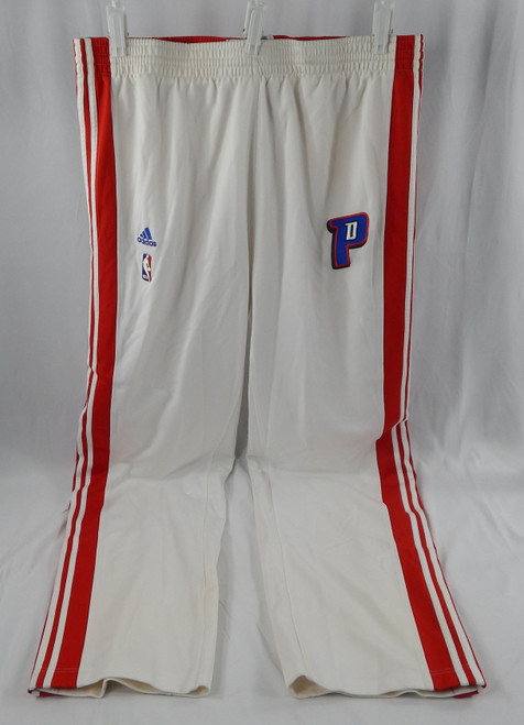 2009-10 Detroit Pistons Game Used White Warm Up Pants 2XL+4 343