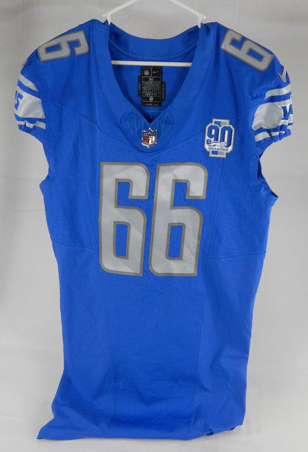2023 Detroit Lions Matt Farniok #66 Game Issued Blue Jersey 90th Patch 46+7 952