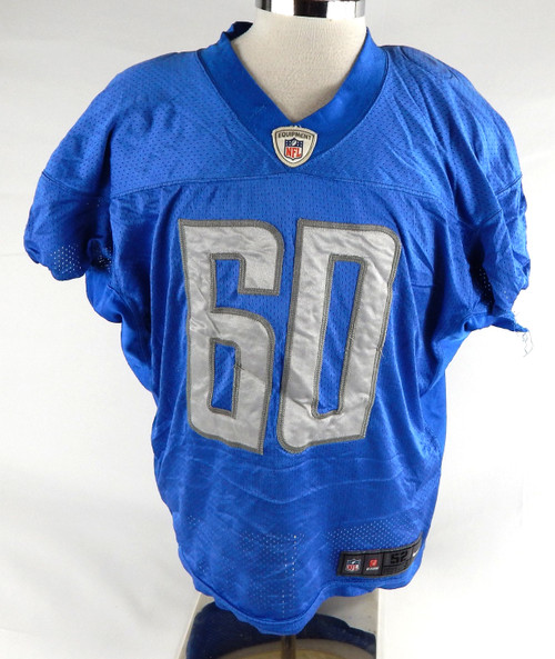2013 Detroit Lions #60 Game Used Blue Practice Jersey 52 221