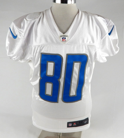 2021 Detroit Lions Brian Robiskie #80 Game Issued P Used White Practice Jersey 1