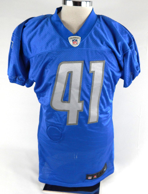 2018 Detroit Lions Lenzy Pipkins #41 Game Issued Blue Practice Jersey 44 945