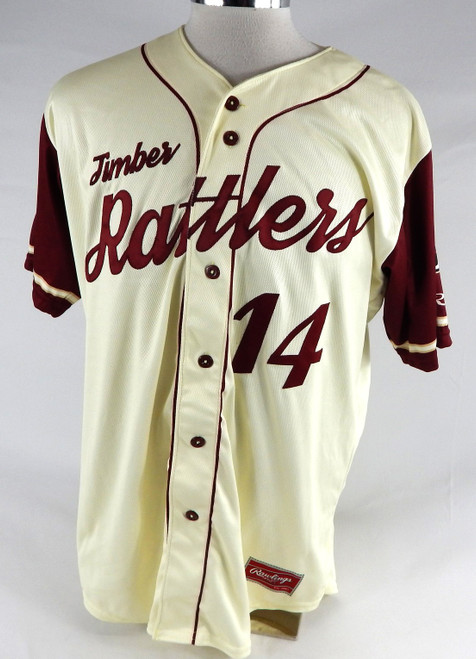 2024-25 Wisconsin Timber Rattlers #14 Game Used Cream Jersey Vintage Fauxback 1
