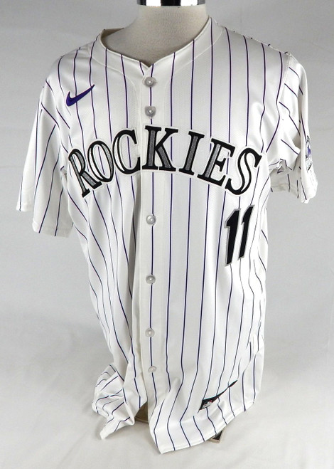 2025 Colorado Rockies Jake Cave #11 Game Issued White Jersey 44 942