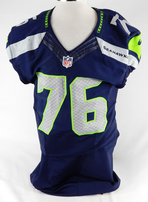 2014 Seattle Seahawks Russell Okung #76 Game Used Navy Jersey 46 844