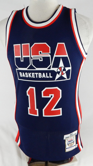 1992 Mens Team USA Basketball John Stockton #12 Navy Jersey Mitchell Ness 36 1