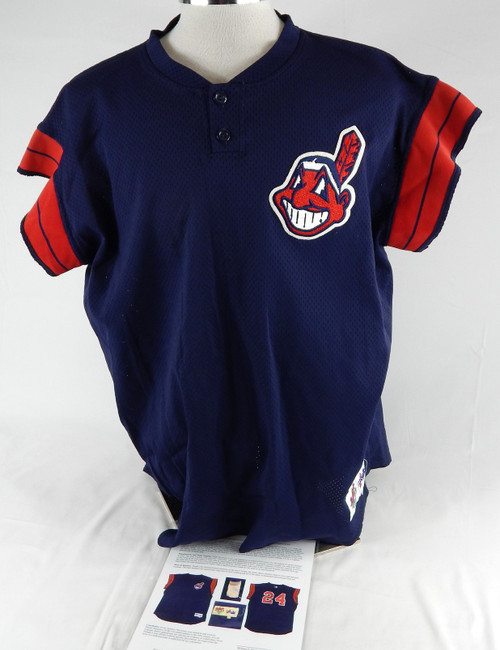 2000 Cleveland Indians Manny Ramirez #24 Game Used Navy Jersey Henderson LOA