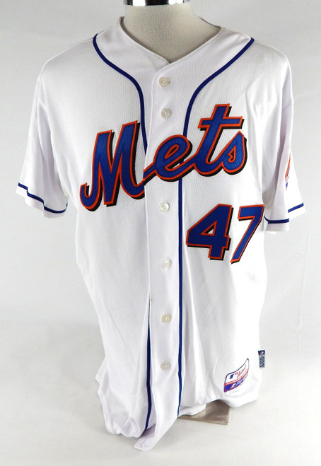 2011 New York Mets Taylor Tankersley #47 Game Issued White Jersey 48 070