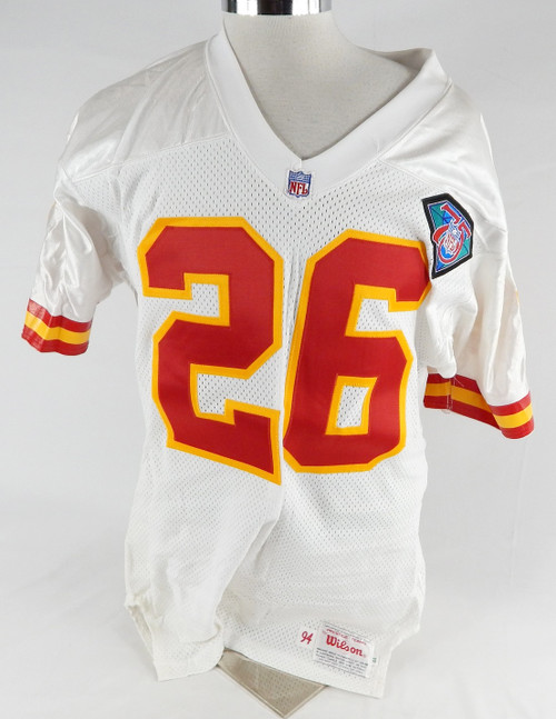 1994 Kansas City Chiefs #26 Game Issued White Jersey 75th Patch 44 096