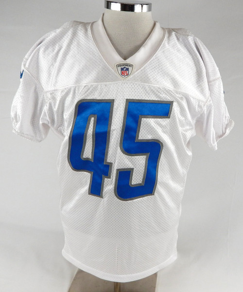 2019 Detroit Lions AJ Howard #45 Game Used White Practice Jersey 46 348