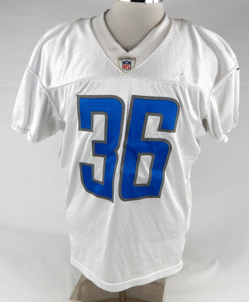 2019 Detroit Lions Wes Hills #36 Game Used White Practice Jersey 46 347