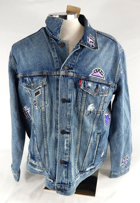 2023 Utah Jazz #50 Authentic Blue Denim Jean Jacket Levi NBA All Star Patch XL 7