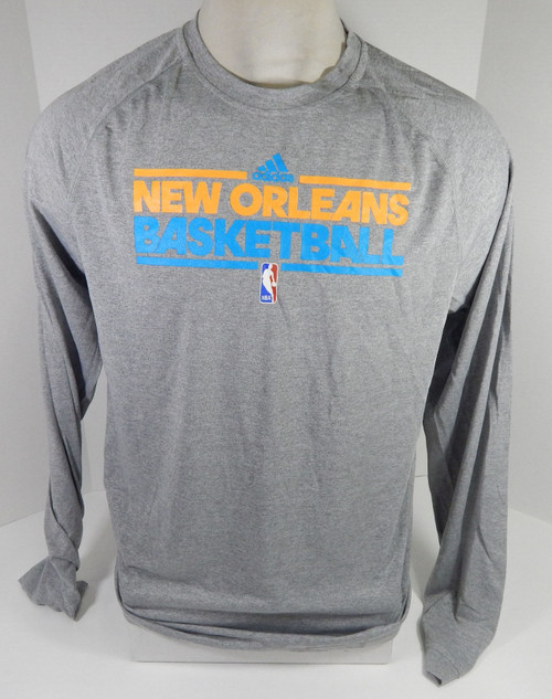2012-13 New Orleans Hornets Team Issued Grey Long Sleeve Training Shirt LT 9