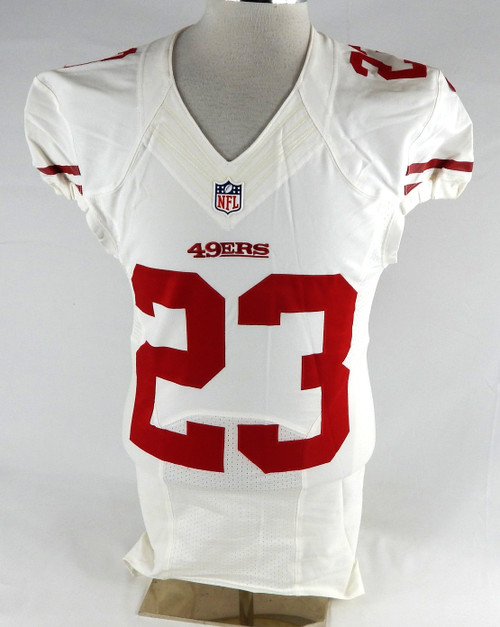 2012 San Francisco 49ers LaMichael James #23 Game Used White Jersey NP Rem 38 0