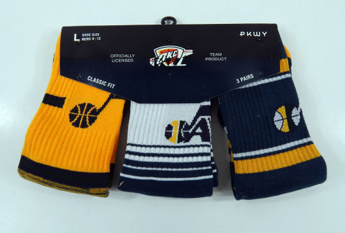 Utah Jazz Sock Pack 3 Pairs Classic Fit 6-12 PKWY NWT L 88S