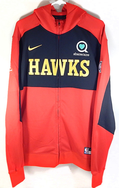 Atlanta Hawks Team Issued Nike Warm Up Hoodie Jacket Sharecare Red Black M Tall