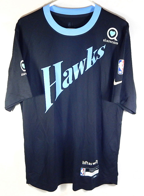 Atlanta Hawks Team Issued Nike City Edition Warm Up Shirt Sharecare Black XL