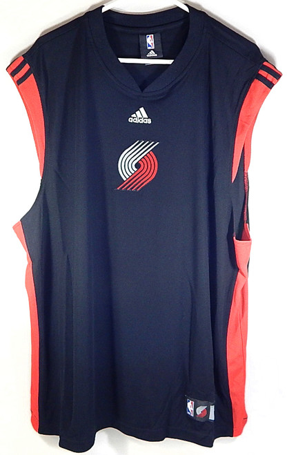 Portland Trail Blazers Adidas NBA Authentics Sleeveless Warm Up Shirt Black 2XLT