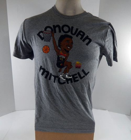 2020-21 Mens Utah Jazz Donovan Mitchell #45 Grey T-Shirt Homage NWT M 51S