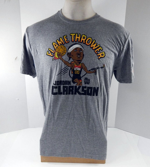 2021 Mens Utah Jazz Jordan Clarkson #0 Grey T-Shirt Flamethrower Homage NWT L 6