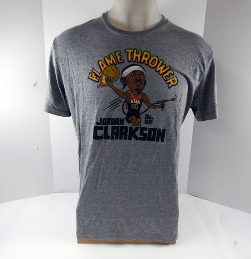 2020 Mens Utah Jazz Jordan Clarkson #0 Grey T-Shirt Flamethrower Homage NWT XL 7
