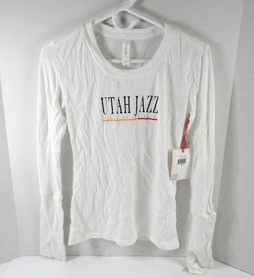 Womens Utah Jazz Authentic White Longsleeve Shirt Lusso NWT M 45S