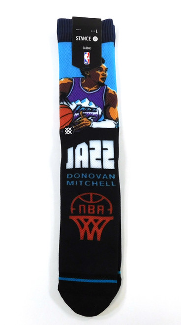 Donovan Mitchell Utah Jazz Stance (1 Pair) Casual Socks Crew Size Large 9-13 New