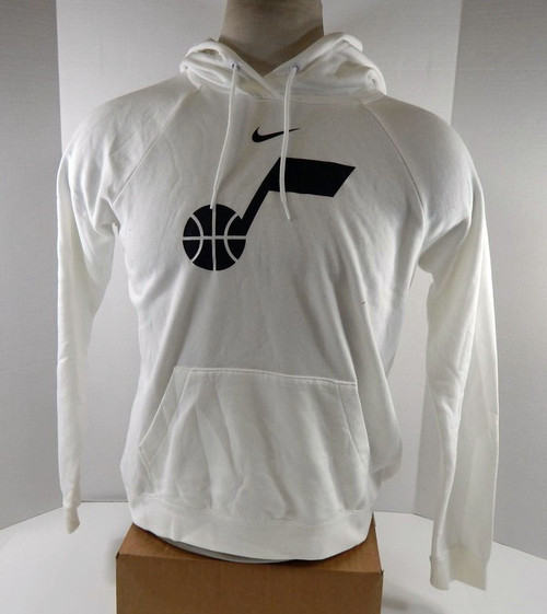 Mens Utah Jazz White Varisty Fleece Hoodie Sweatshirt Nike NWT M 80S