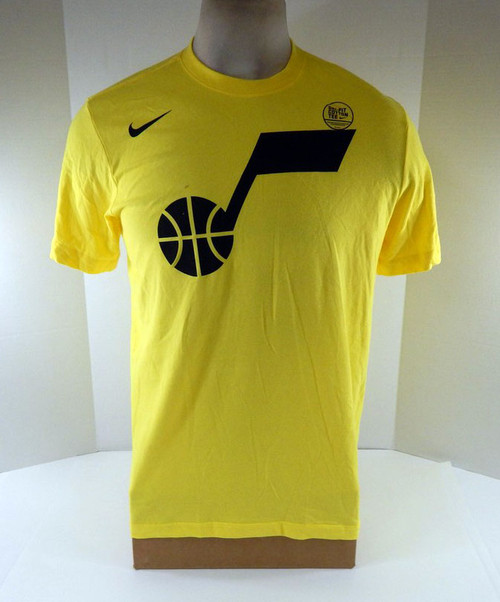 Mens Utah Jazz Authentic Yellow T-Shirt DriFit Logo Nike NWT M 86S