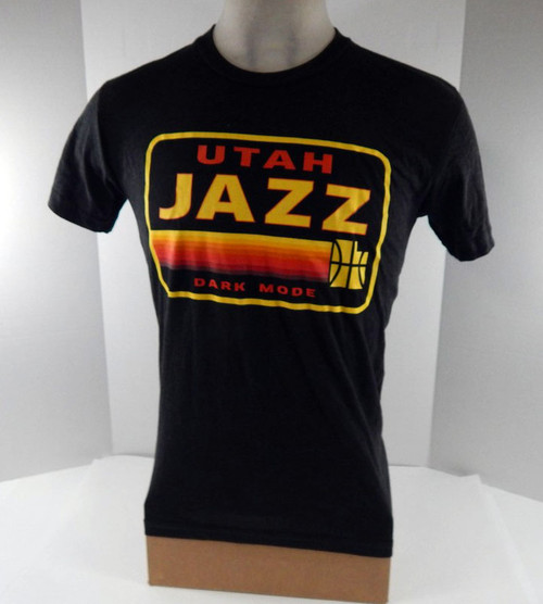 Mens Utah Jazz Authentic Grey T-Shirt Dark Mode Basketball Sportiqe NWT M 01S