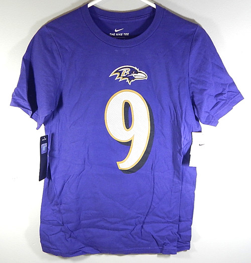 Justin Tucker #9 Baltimore Ravens The Nike Tee Shirt T-Shirt Purple New Youth XL