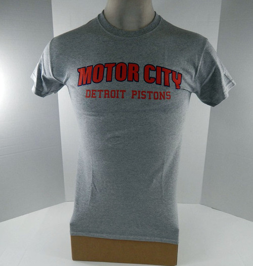 Mens Detroit Pistons Authentic Grey Shirt Motor City Wordmark NWT S 81S