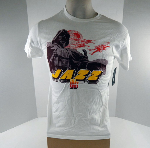 Mens  Utah Jazz  # Authentic White T-Shirt Star Wars Dark Side NWT S  714636S