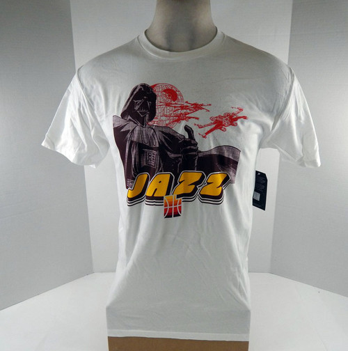 Mens  Utah Jazz  # Authentic White T-Shirt Star Wars Dark Side NWT M  714637S