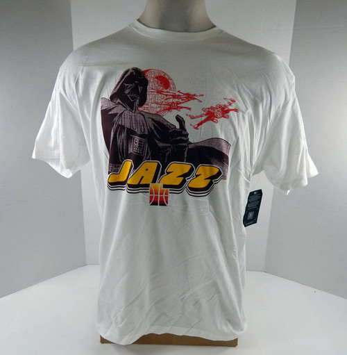 Mens  Utah Jazz  # Authentic White T-Shirt Star Wars Dark Side NWT XL  714639S