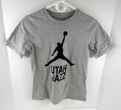 Youth Utah Jazz Authentic Grey T-Shirt Jordan NWT YM 93S