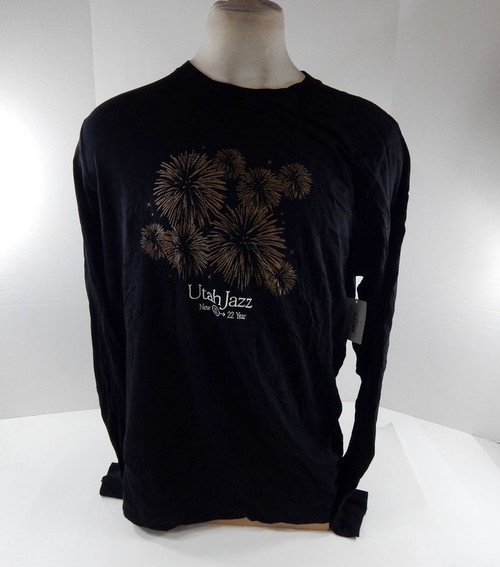 2021-22 Mens Utah Jazz Authentic Black Longsleeve T-Shirt New Year NWT 2XL 12S