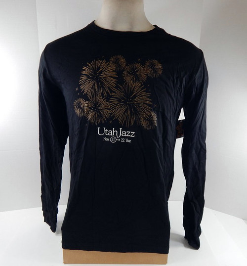 2021-22 Mens Utah Jazz Authentic Black Longsleeve T-Shirt New Year NWT L 10S