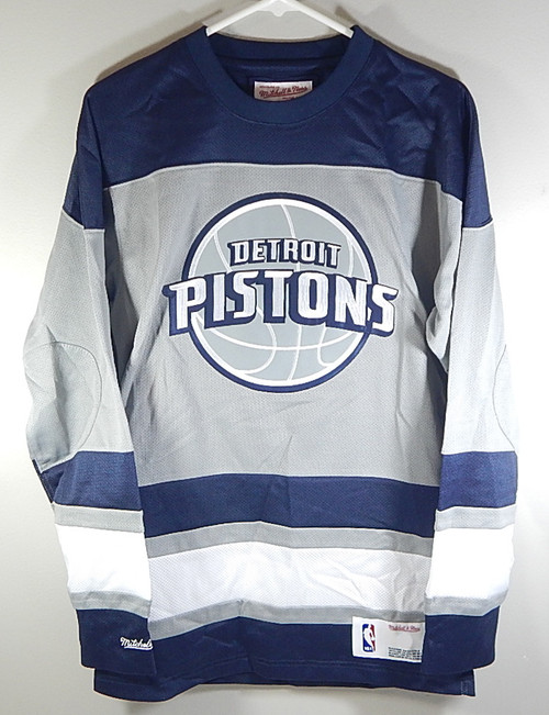 Detroit Pistons Mitchell & Ness Mesh Hockey Jersey New Blue Gray S