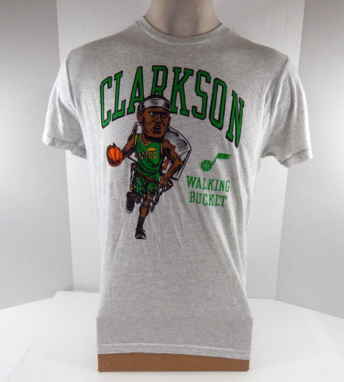 Mens Utah Jazz Jordan Clarkson  #0 Grey Shirt Walking Bucket Homage NWT M  2S