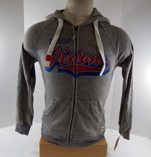 Ladies Detroit Pistons Authentic Grey Zip Hoodie Sweatshirt Sportique NWT M 68S