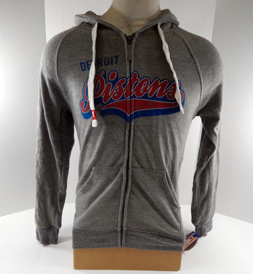 Ladies Detroit Pistons Authentic Grey Zip Hoodie Sweatshirt Sportique NWT XL 70S