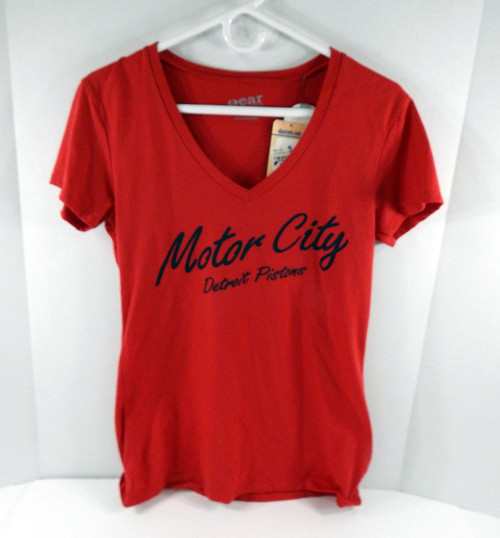 Womens Detroit Pistons Authentic Red Boatneck Shirt Motor City GOS NWT XL 68S