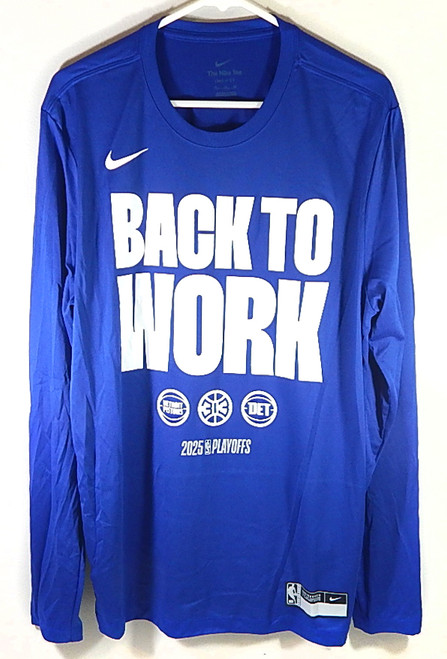 Detroit Pistons Back To Work 2025 NBA Playoffs Nike Team Issued LS Shirt XXL