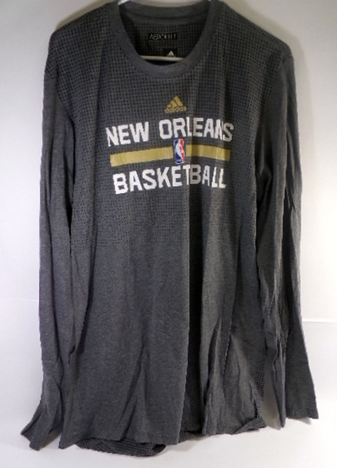 2015-16 New Orleans Pelicans Team Issued Grey Long Sleeve Training Shirt Size XLT