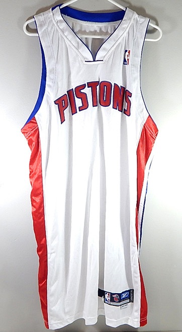 2004-05 Detroit Pistons Reebok Team Issued Blank Jersey White Stained 48 +2"