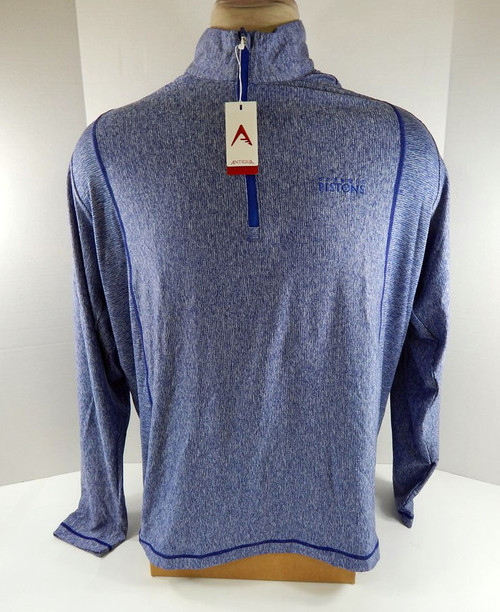 Mens Detroit Pistons Blue Tempo Quarter Zip Pullover Shirt Antigua NWT XL 95S