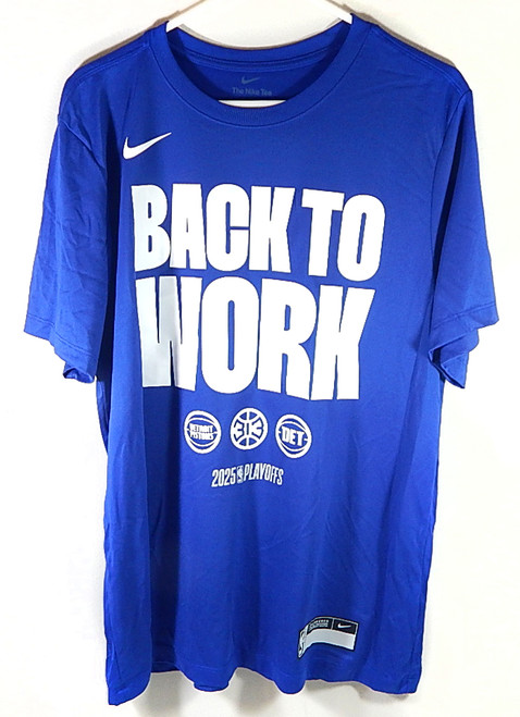 Detroit Pistons Back To Work 2025 NBA Playoffs Nike Team Issued Tee Shirt XXL